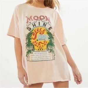Urban Outfitters Oversized Moonshine Graphic Tan T-Shirt (Onesize)